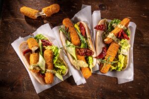 Mozzarella Sticks cu pesto de fistic și rucola