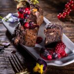 Brownie with berry compote