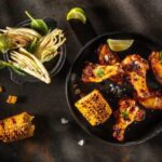 Grilled wings marinated in homemade BBQ sauce